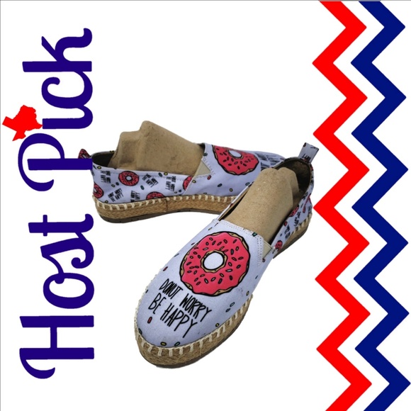 Goshi Shoes - DONUT WORRY BE HAPPY Espadrilles Slip On Women's 7